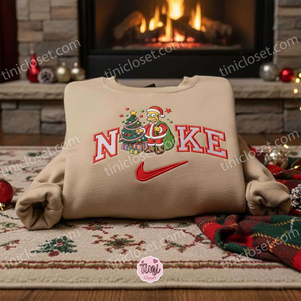 Homer Simpson Xmas Embroidered Shirt, Cartoon Embroidered Hoodie, Best Christmas Gift Homer Simpson Xmas Embroidered Shirt, Cartoon Embroidered Hoodie, Best Christmas Gift