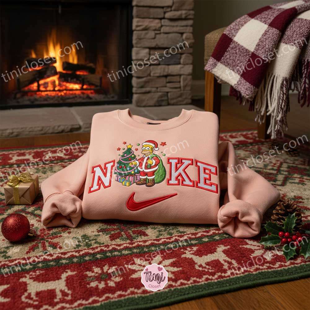 Homer Simpson Xmas Embroidered Shirt, Cartoon Embroidered Hoodie, Best Christmas Gift Homer Simpson Xmas Embroidered Shirt, Cartoon Embroidered Hoodie, Best Christmas Gift