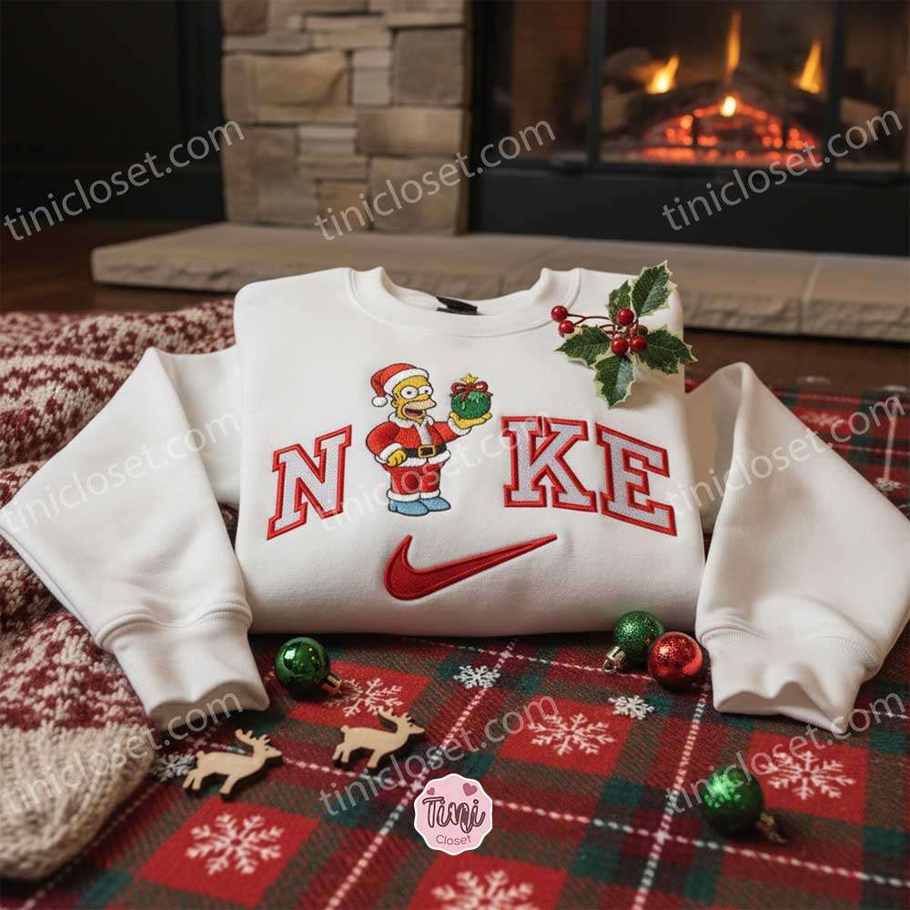 Homer Simpson Xmas Embroidered Shirt, Cartoon Embroidered Hoodie, Best Christmas Gift Homer Simpson Xmas Embroidered Shirt, Cartoon Embroidered Hoodie, Best Christmas Gift