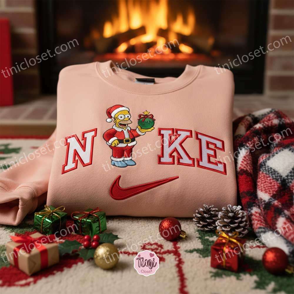 Homer Simpson Xmas Embroidered Shirt, Cartoon Embroidered Hoodie, Best Christmas Gift Homer Simpson Xmas Embroidered Shirt, Cartoon Embroidered Hoodie, Best Christmas Gift