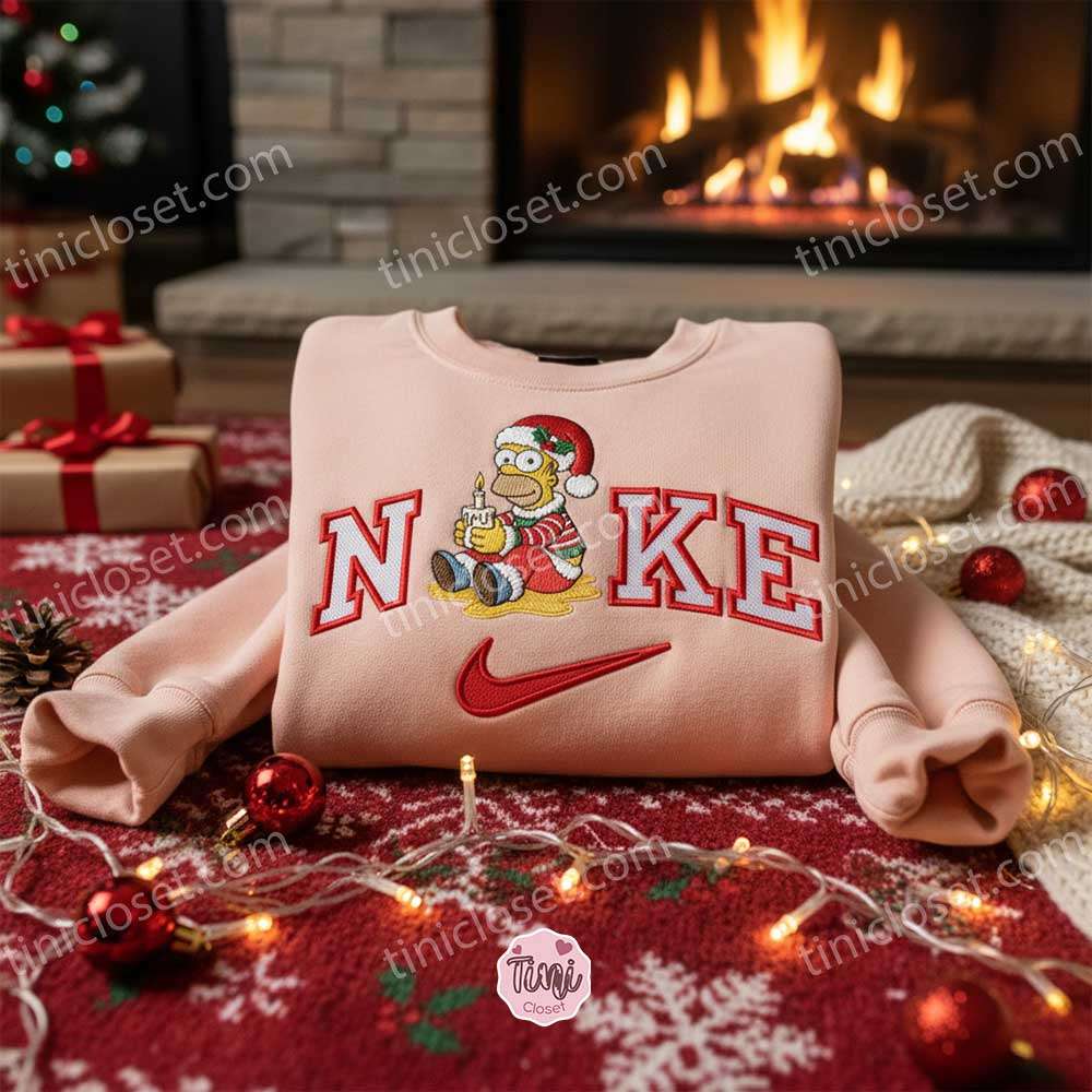 Homer Simpson Xmas Embroidered Shirt, Cartoon Embroidered Hoodie, Best Christmas Gift Homer Simpson Xmas Embroidered Shirt, Cartoon Embroidered Hoodie, Best Christmas Gift