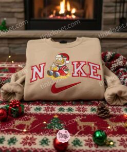 Homer Simpson Xmas Embroidered Shirt, Cartoon Embroidered Hoodie, Best Christmas Gift