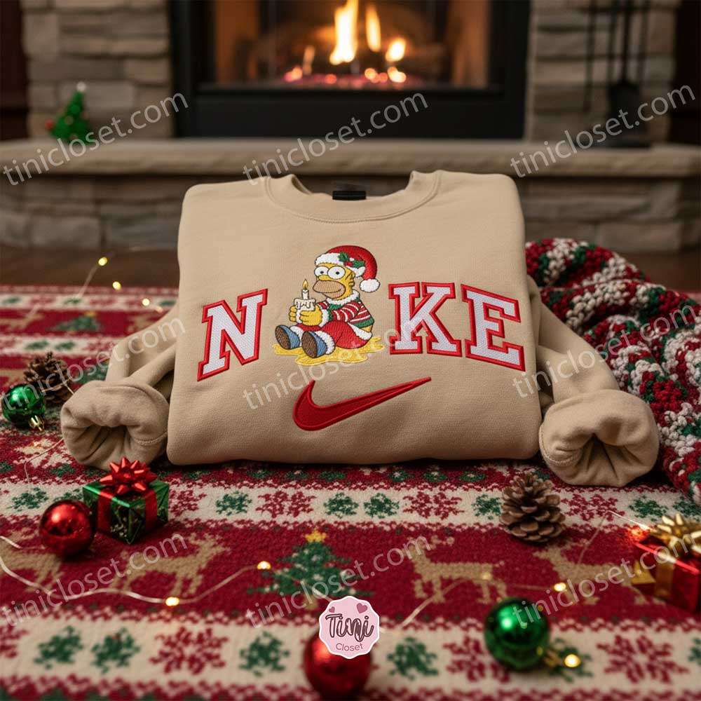 Homer Simpson Xmas Embroidered Shirt, Cartoon Embroidered Hoodie, Best Christmas Gift Homer Simpson Xmas Embroidered Shirt, Cartoon Embroidered Hoodie, Best Christmas Gift