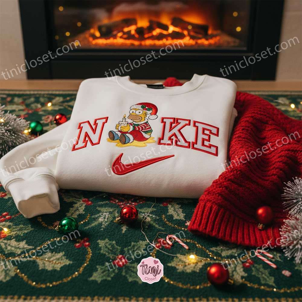 Homer Simpson Xmas Embroidered Shirt, Cartoon Embroidered Hoodie, Best Christmas Gift Homer Simpson Xmas Embroidered Shirt, Cartoon Embroidered Hoodie, Best Christmas Gift