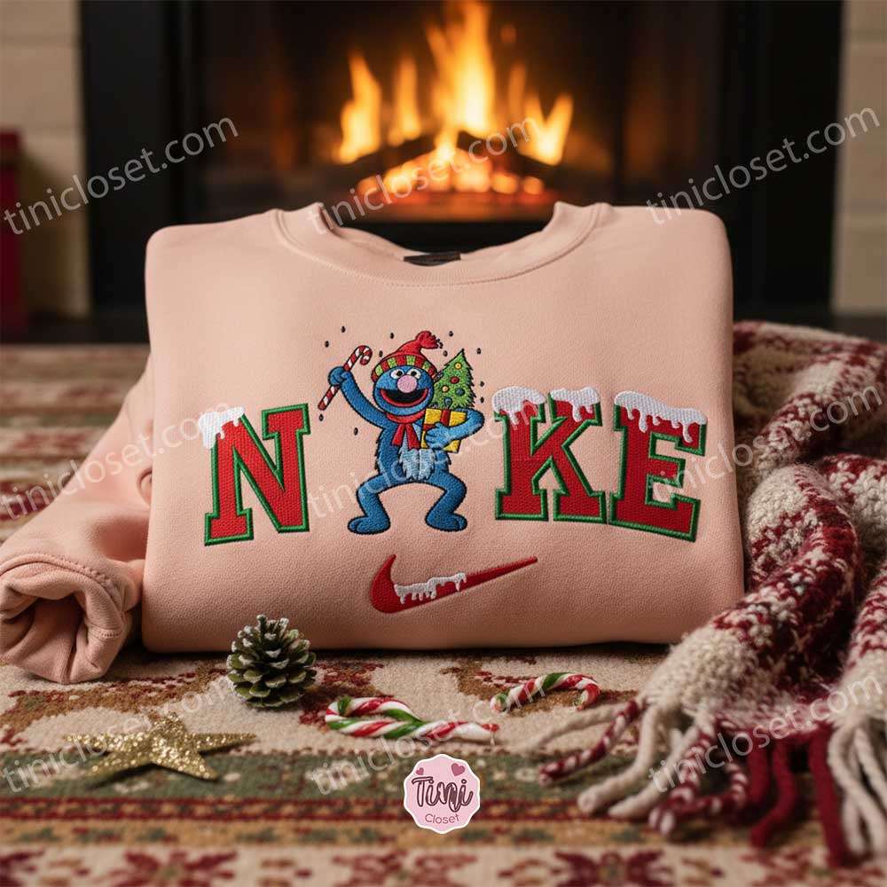 Grover Xmas Embroidered Shirt, Sesame Street Embroidered Hoodie, Best Christmas Gift Grover Xmas Embroidered Shirt, Sesame Street Embroidered Hoodie, Best Christmas Gift