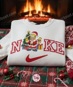 Homer Simpson Xmas Embroidered Shirt, Cartoon Embroidered Hoodie, Best Christmas Gift