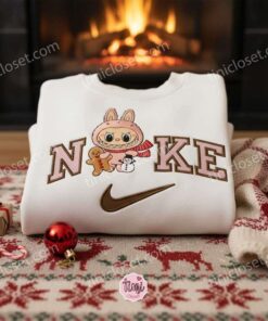 Labubu Gingerbread Embroidered Shirt, Art Toy Embroidered Hoodie, Best Christmas Gift