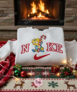 Maggie Simpson Xmas Embroidered Shirt, Cartoon Embroidered Hoodie, Best Christmas Gift