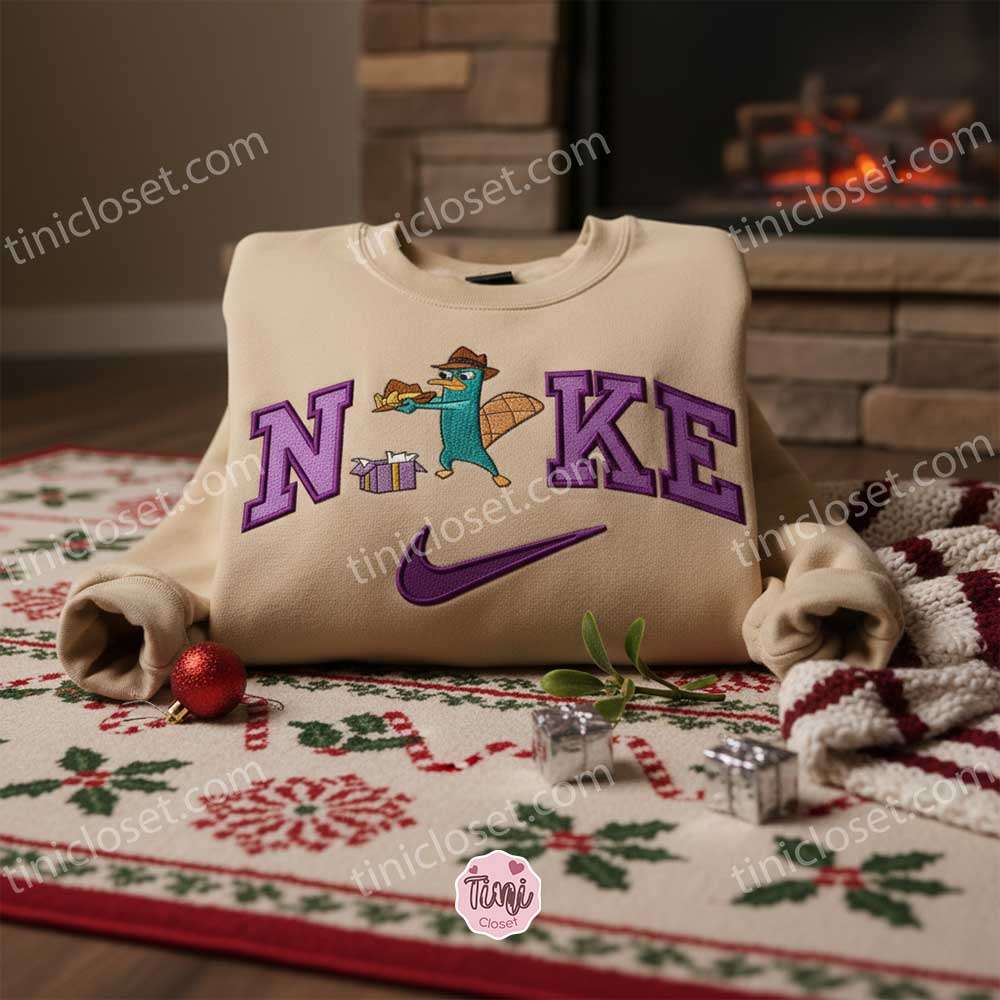 Perry Xmas Gift Embroidered Shirt, Phineas And Ferb Cartoon Embroidered Hoodie, Best Christmas Gift Perry Xmas Gift Embroidered Shirt, Phineas And Ferb Cartoon Embroidered Hoodie, Best Christmas Gift