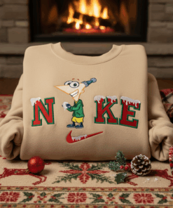 Phineas Flynn Xmas Embroidered Shirt, Phineas And Ferb Cartoon Embroidered Hoodie, Best Christmas Gift