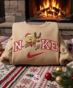 Spongebob Squarepants Xmas Embroidered Shirt, Cartoon Embroidered Hoodie, Best Christmas Gift