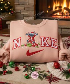 Stitch And Grinch Xmas Embroidered Shirt, Cartoon Embroidered Hoodie, Best Christmas Gift