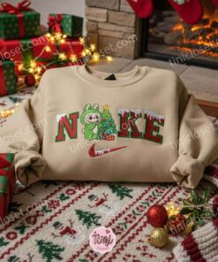 Labubu with Christmas Tree Embroidered Shirt, Cartoon Embroidered Hoodie, Best Christmas Gift 2 Labubu with Christmas Tree Embroidered Shirt, Cartoon Embroidered Hoodie, Best Christmas Gift (3)