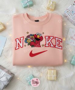 Elmo with Flowers Sesame Street Embroidered Shirt, Cartoon Embroidered Sweatshirt, Unique Birthday Gifts 2 Elmo with Flowers Sesame Street Embroidered Shirt, Cartoon Embroidered Sweatshirt (1)