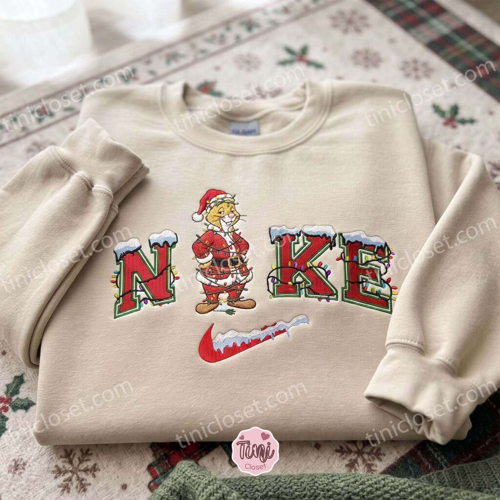 Rabbit Xmas Embroidered Shirt, Winnie The Pooh Characters Embroidered Hoodie, Disney Embroidered Sweatshirt, Best Christmas Gift