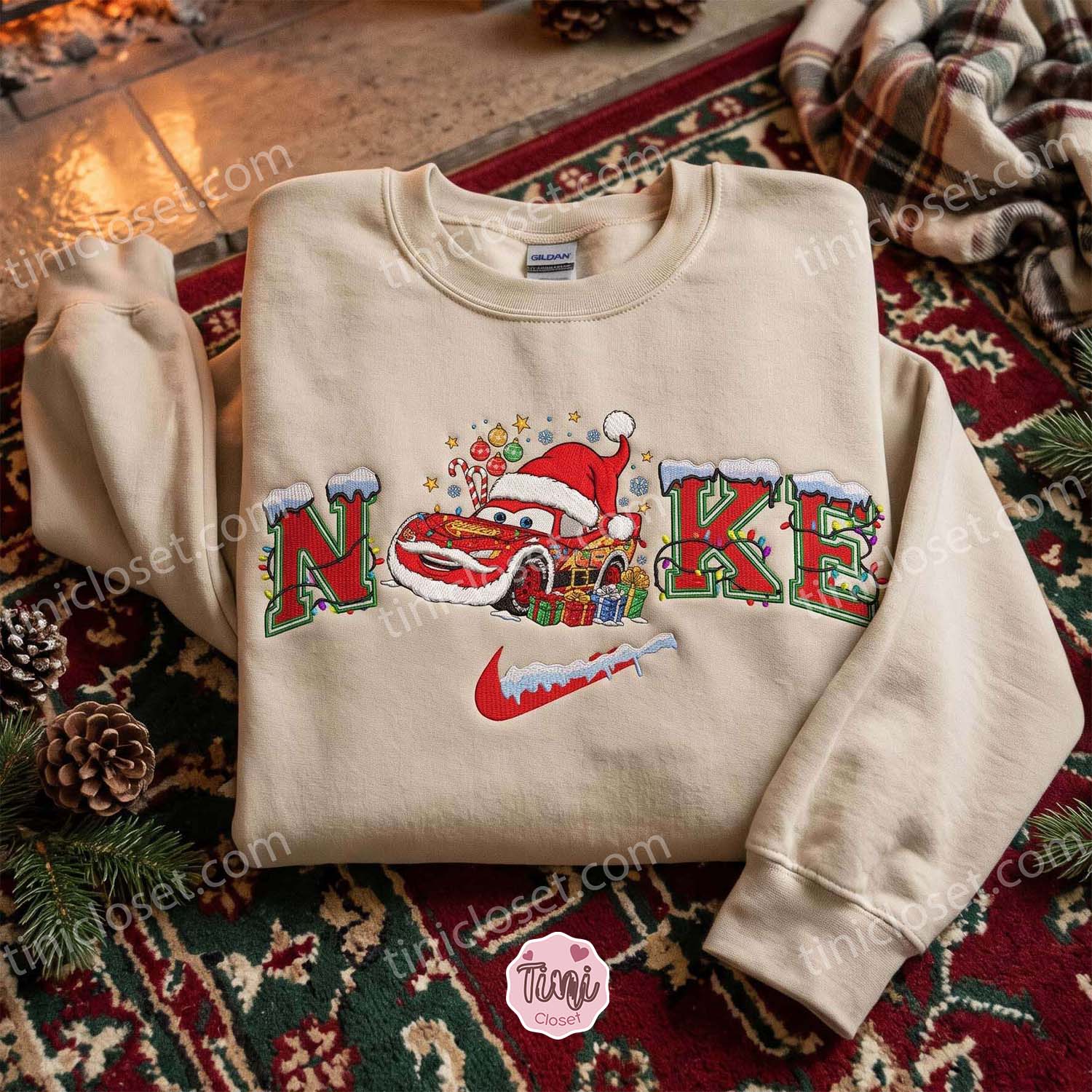 Lightning McQueen Xmas Embroidered Shirt, Pixar Cars Characters Embroidered Sweatshirt, Disney Embroidered Hoodie, Best Christmas Gift Lightning McQueen Xmas Embroidered Shirt, Pixar Cars Characters Embroidered Sweatshirt, Disney Embroidered Hoodie, Best Christmas Gift