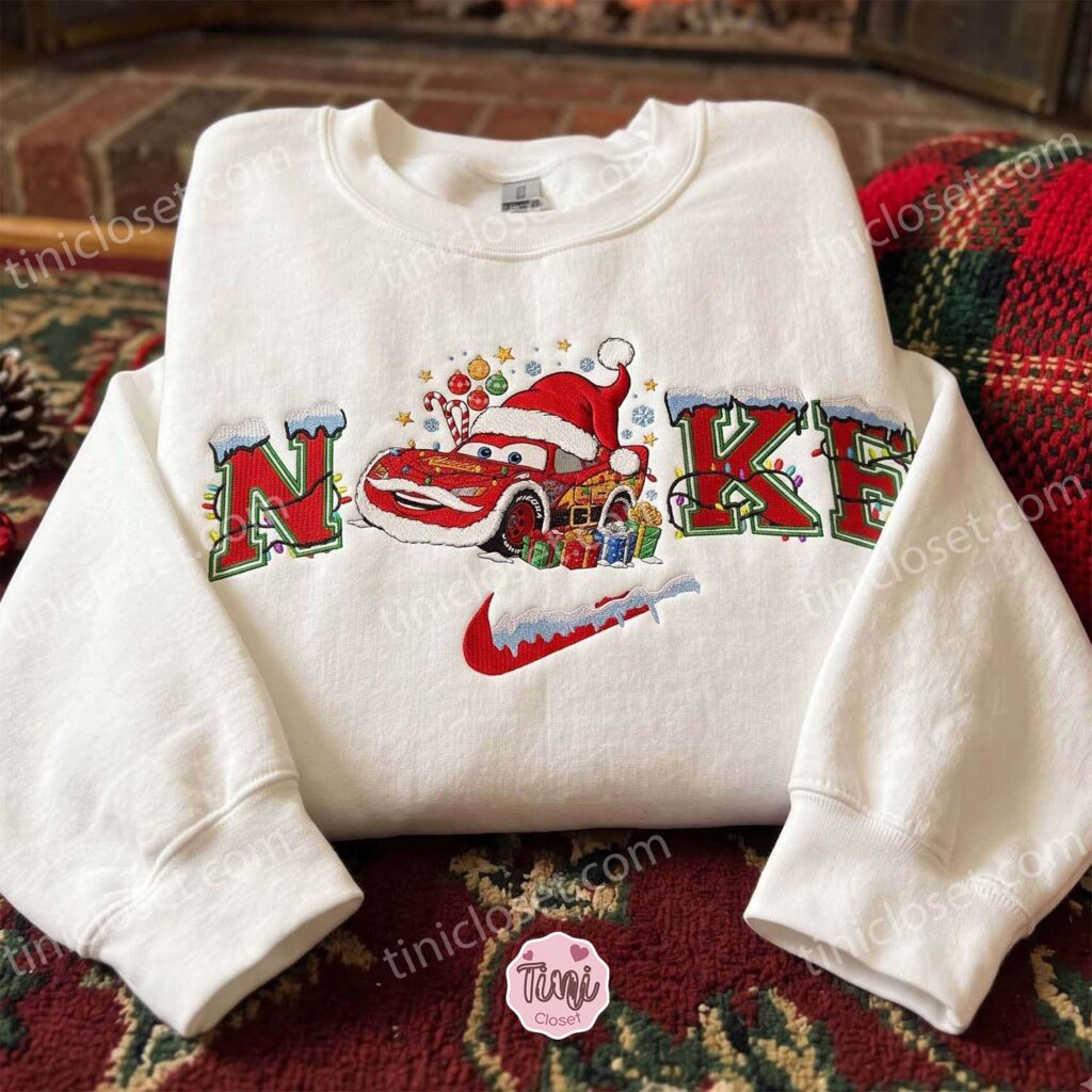 Lightning McQueen Xmas Embroidered Shirt, Pixar Cars Characters Embroidered Sweatshirt, Disney Embroidered Hoodie, Best Christmas Gift Lightning McQueen Xmas Embroidered Shirt, Pixar Cars Characters Embroidered Sweatshirt, Disney Embroidered Hoodie, Best Christmas Gift