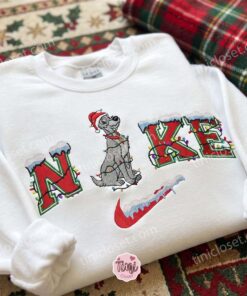 Tramp Xmas Embroidered Shirt, Lady And The Tramp Characters Embroidered Hoodie, Disney Embroidered Sweatshirt, Best Christmas Gift (1)