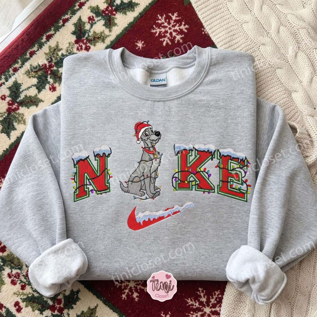 Tramp Xmas Embroidered Shirt, Lady And The Tramp Characters Embroidered Hoodie, Disney Embroidered Sweatshirt, Best Christmas Gift