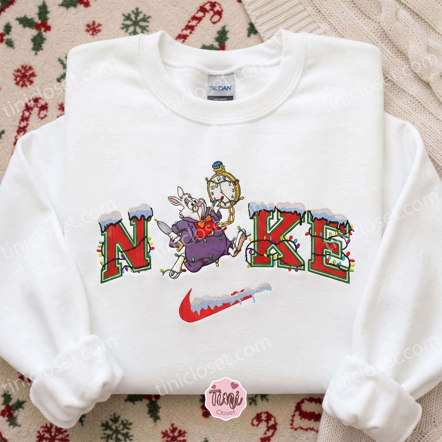 White Rabbit Embroidered Shirt, Alice In Wonderland Characters Embroidered Hoodie, Disney Embroidered Sweatshirt, Best Christmas Gift White Rabbit Embroidered Shirt, Alice In Wonderland Characters Embroidered Hoodie, Disney Embroidered Sweatshirt, Best Christmas Gift