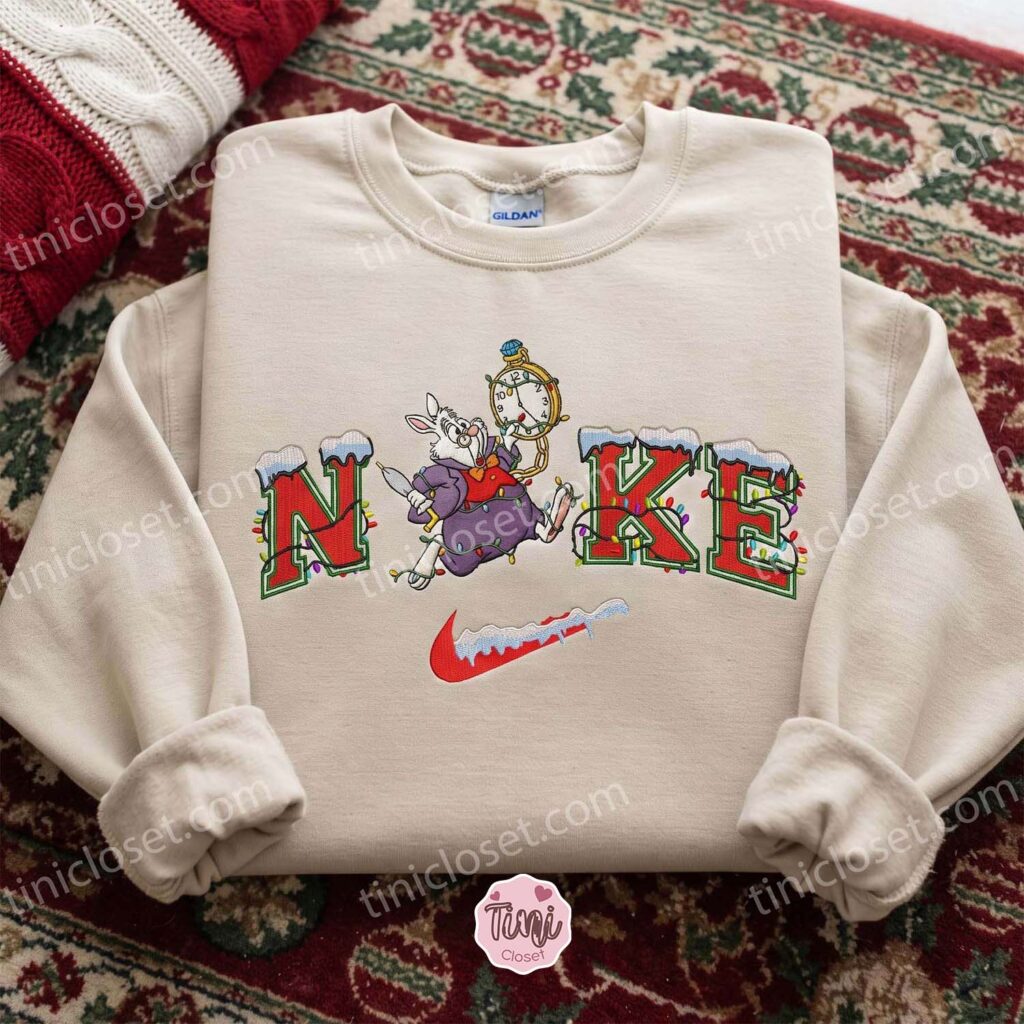 White Rabbit Embroidered Shirt, Alice In Wonderland Characters Embroidered Hoodie, Disney Embroidered Sweatshirt, Best Christmas Gift