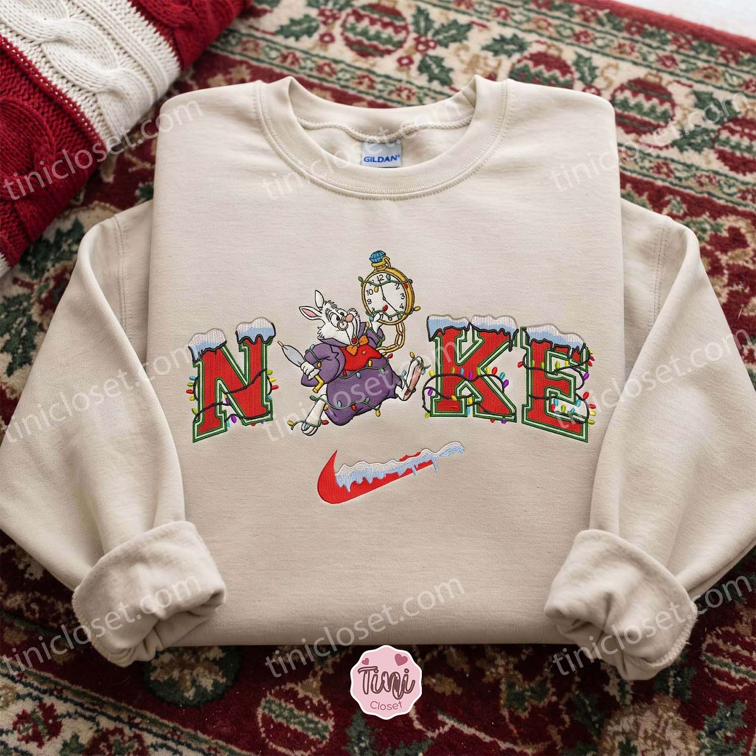 White Rabbit Embroidered Shirt, Alice In Wonderland Characters Embroidered Hoodie, Disney Embroidered Sweatshirt, Best Christmas Gift White Rabbit Embroidered Shirt, Alice In Wonderland Characters Embroidered Hoodie, Disney Embroidered Sweatshirt, Best Christmas Gift