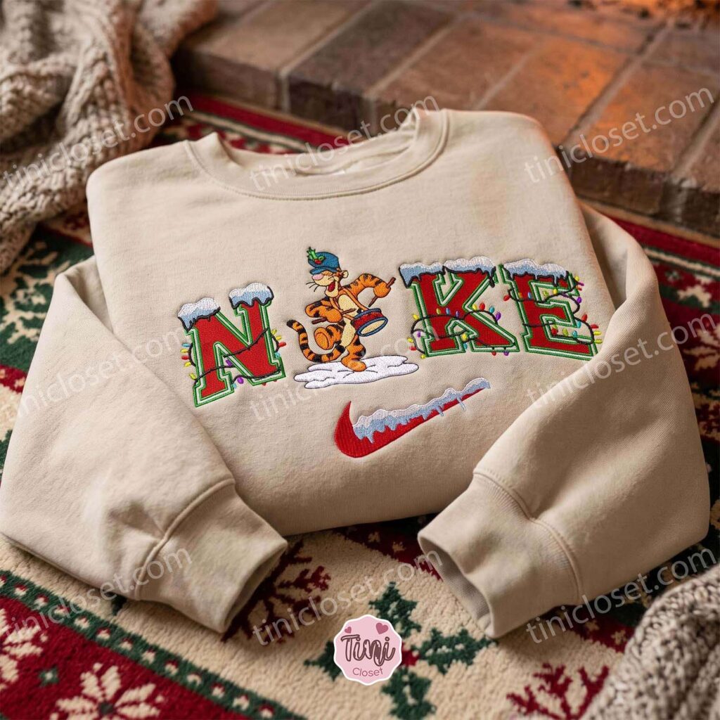 Christmas Tigger Embroidered Shirt, Winnie The Pooh Characters Embroidered Hoodie, Disney Embroidered Sweatshirt, Best Christmas Gift