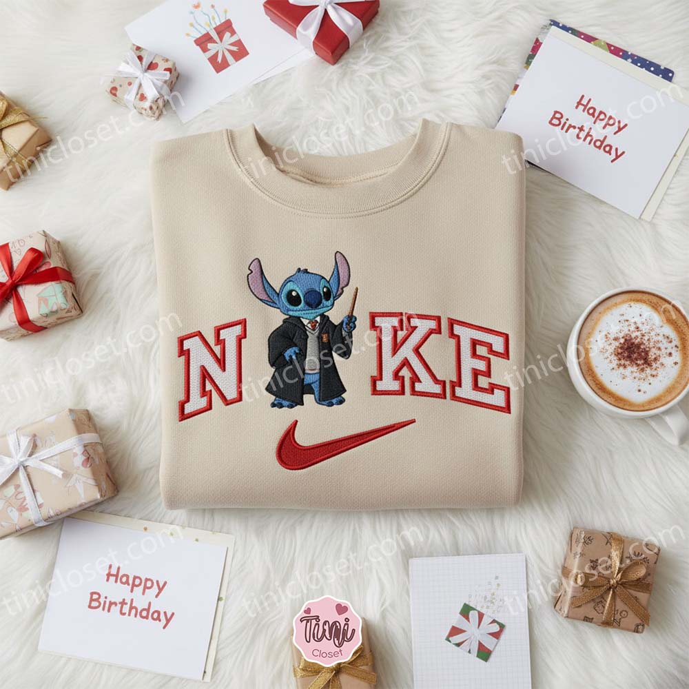 Stitch Gryffindor Hogwarts Embroidered Shirt, Movie Embroidered Hoodie, Disney Characters Embroidered Sweatshirt