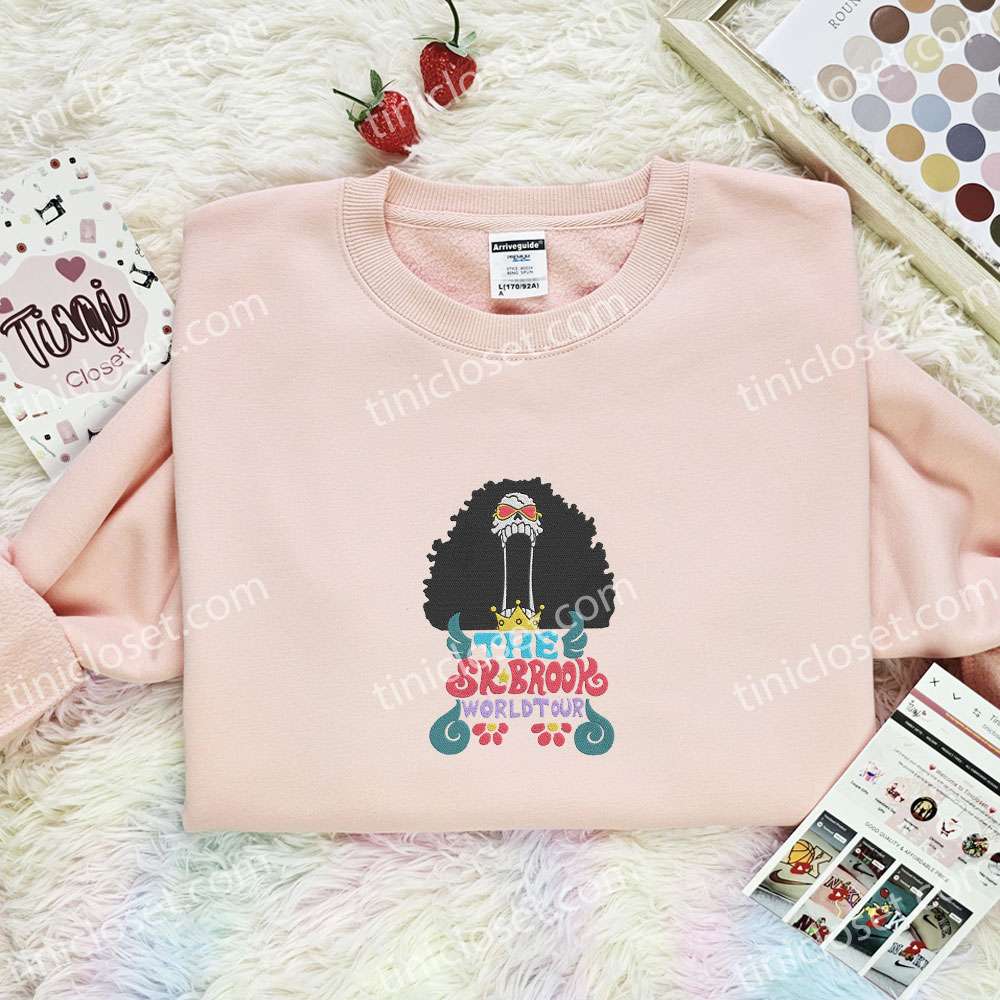 The SK Brook World Tour One Piece Anime Embroidered Shirt