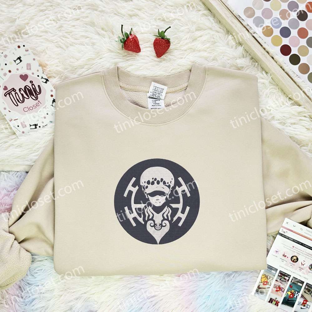 Trafalgar Law Embroidered Shirt, One Piece Embroidered Hoodie, Anime Embroidered T-Shirt