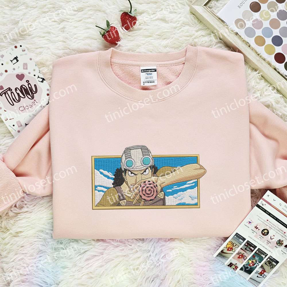Usopp Embroidered Shirt, One Piece Embroidered Hoodie, Anime Embroidered Sweatshirt