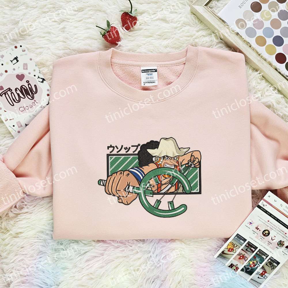Usopp Embroidered Shirt, One Piece Embroidered Hoodie, Anime Embroidered T-Shirt