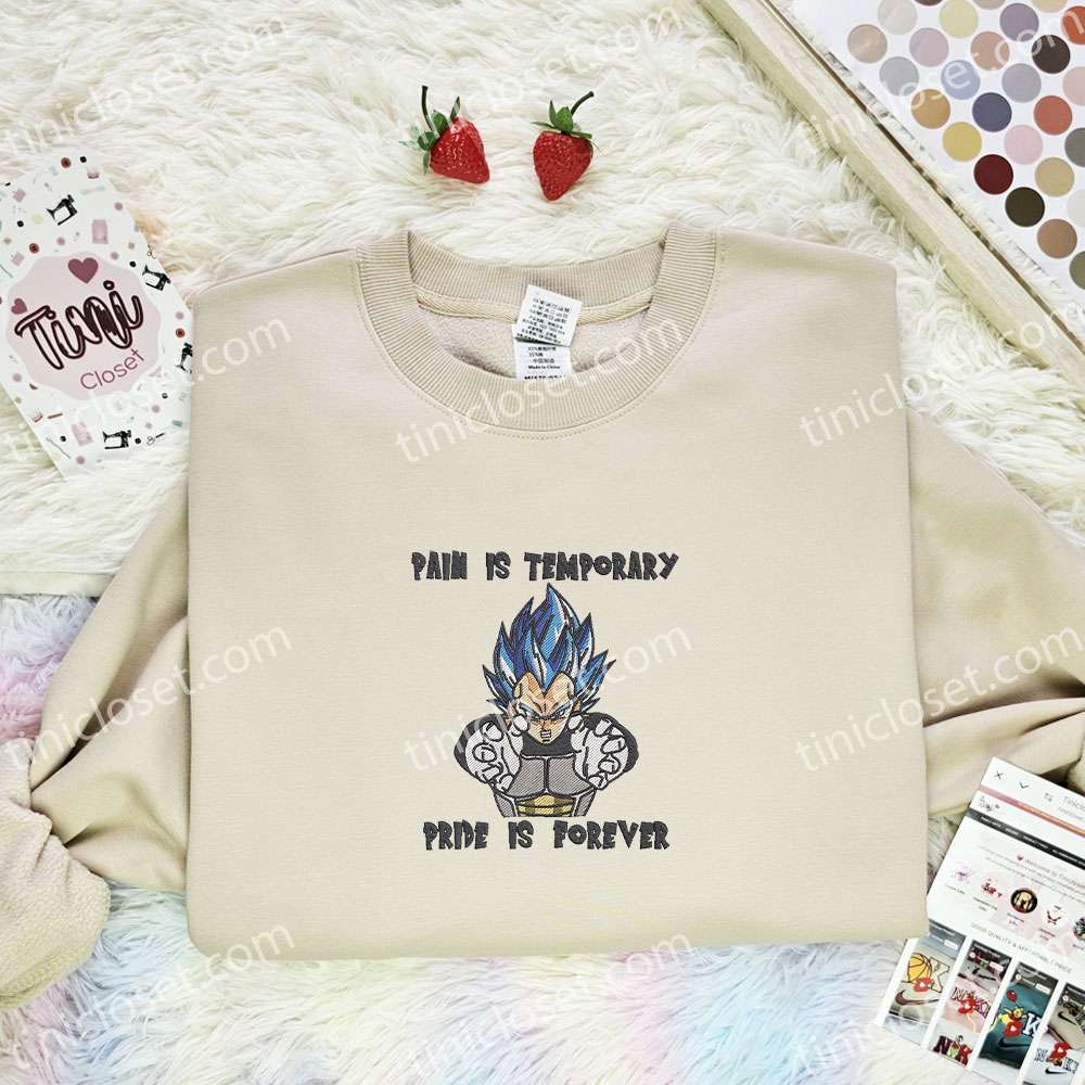Vegeta Pain Is Temporary Dragon Ball Anime Embroidered Shirt