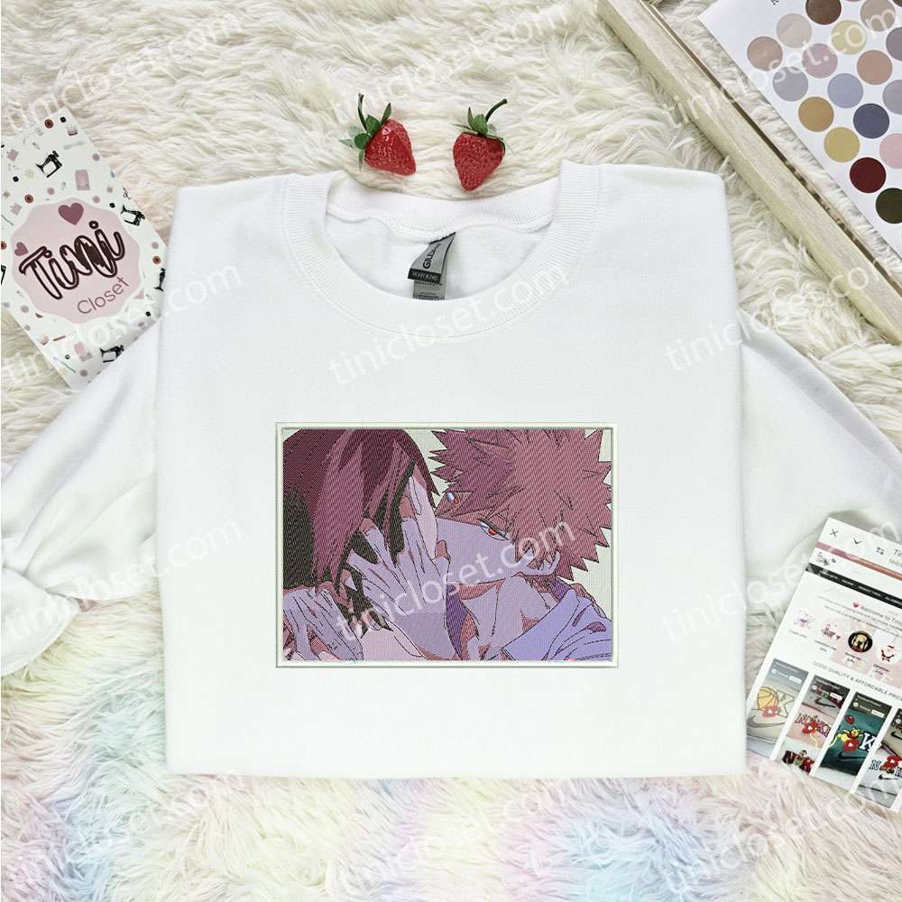 Anime Kissing Scene Embroidered Shirt, Anime Embroidered Sweatshirt