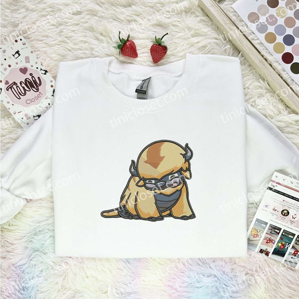 Appa Embroidered Shirt, Avatar The Last Airbender Embroidered Hoodie, Anime Embroidered Sweatshirt