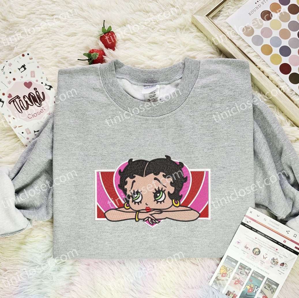 Betty Boop Cartoon Embroidered Shirt