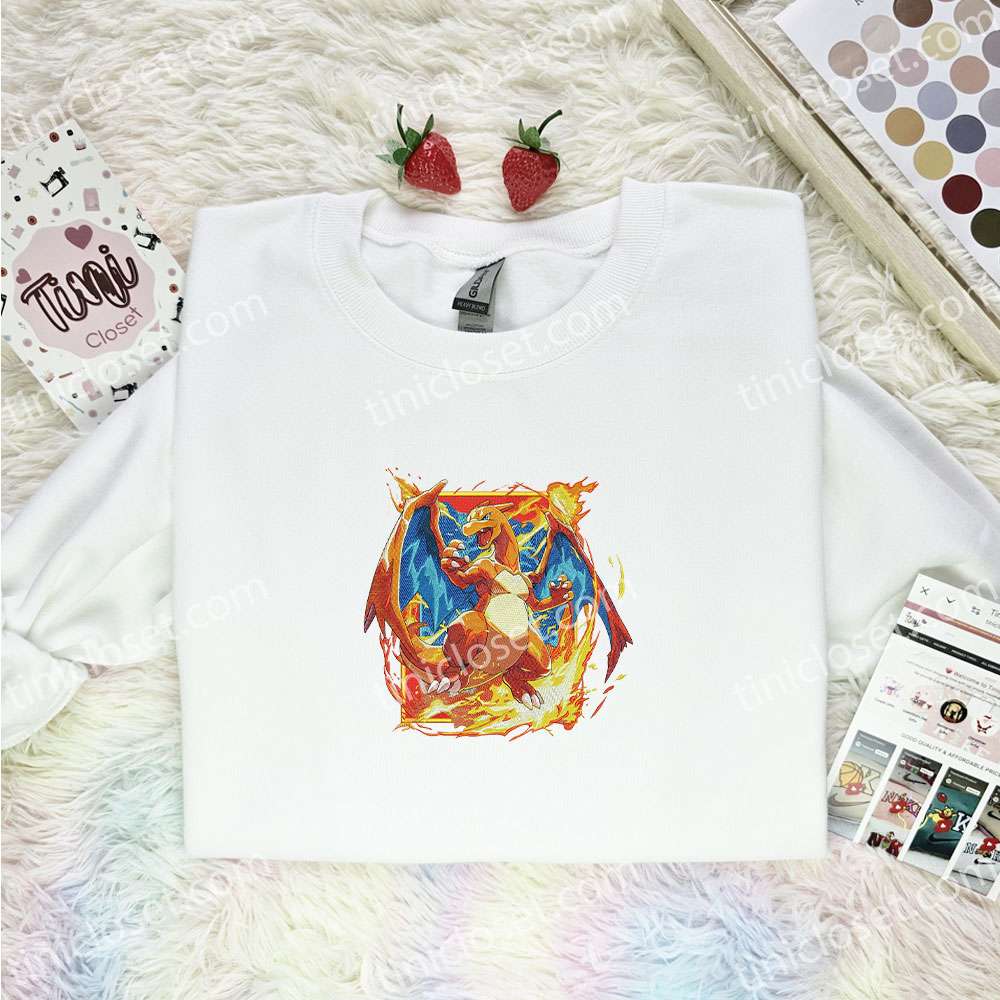 Charizard Pokemon Anime Embroidered Shirt