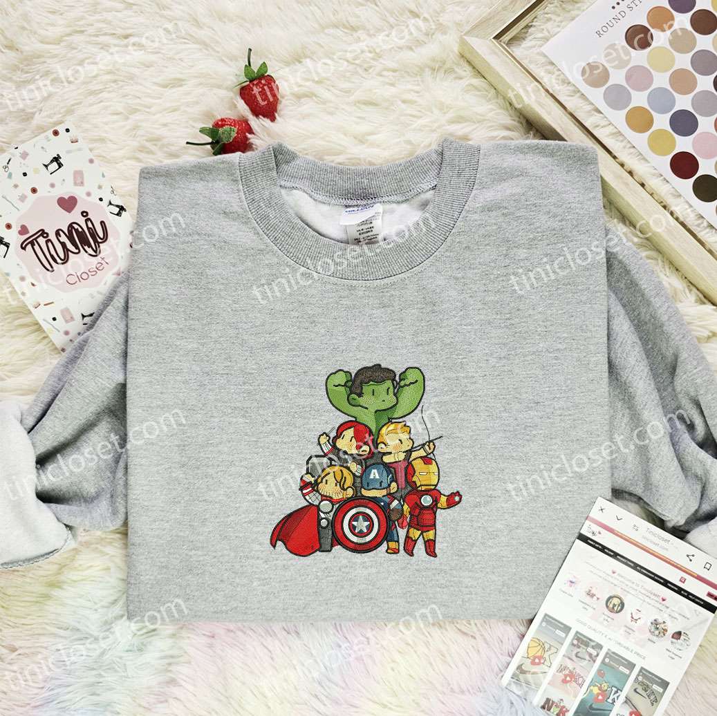 Chibi Avengers Team Marvel Movie Embroidered Shirt