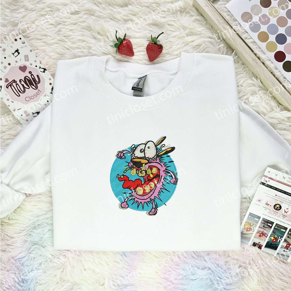 Courage The Cowardly Dog Cartoon Embroidered Shirt