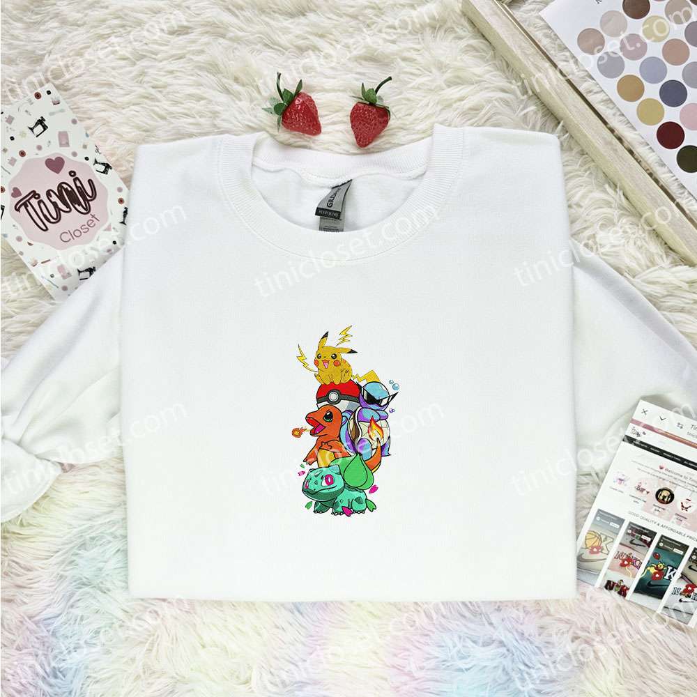 Cute Pokemon Team Anime Embroidered Shirt