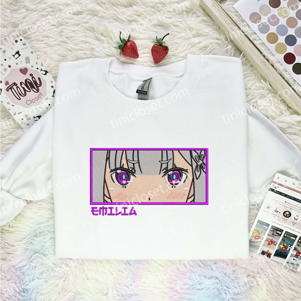 Emilia Re Zero Anime Embroidered Shirt