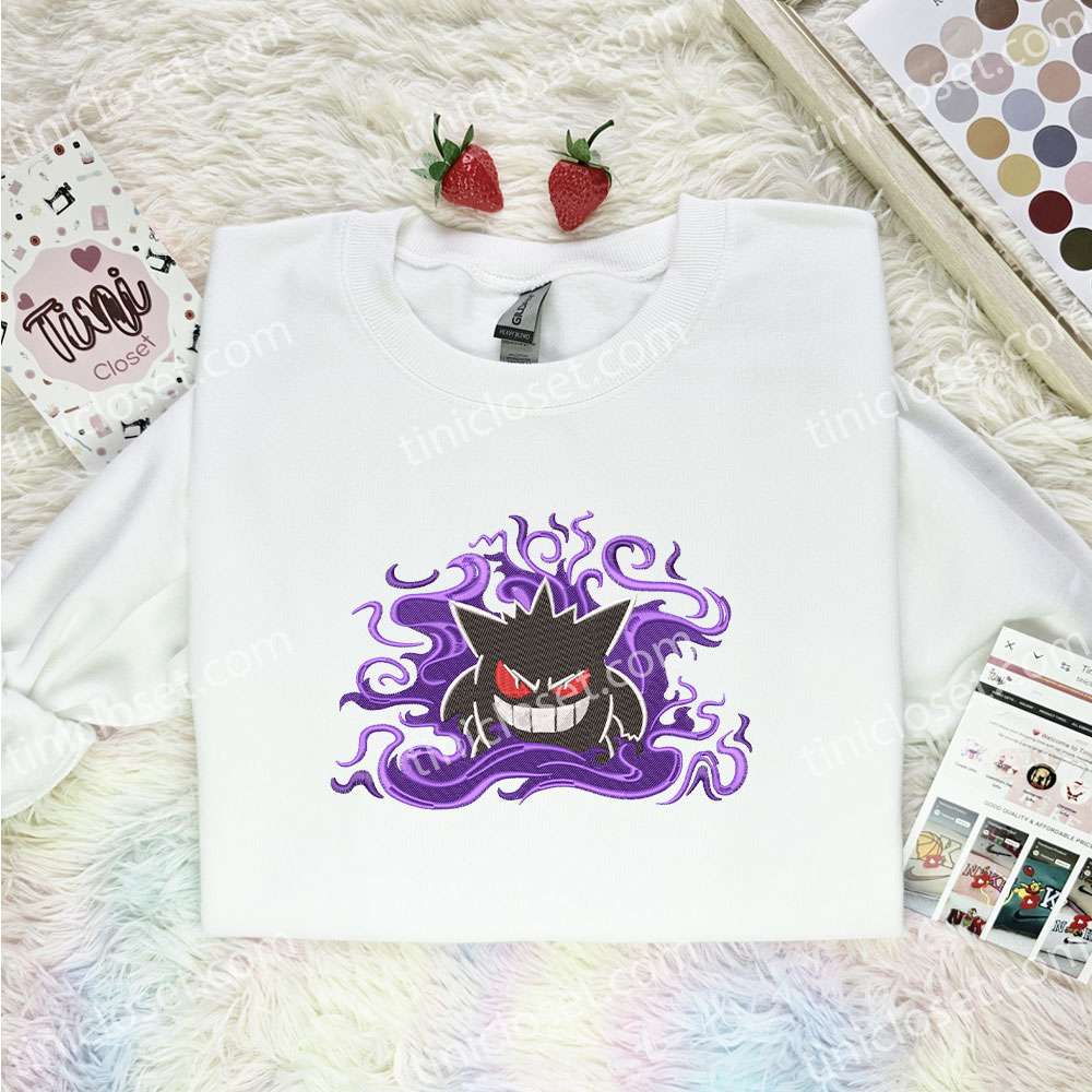 Gengar Pokemon Anime Embroidered Shirt