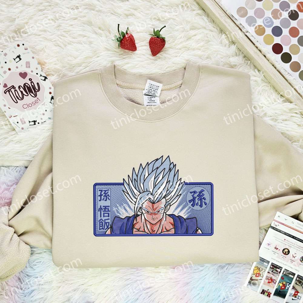 Gohan Embroidered Shirt, Dragon Ball Embroidered Hoodie, Anime Embroidered Sweatshirt