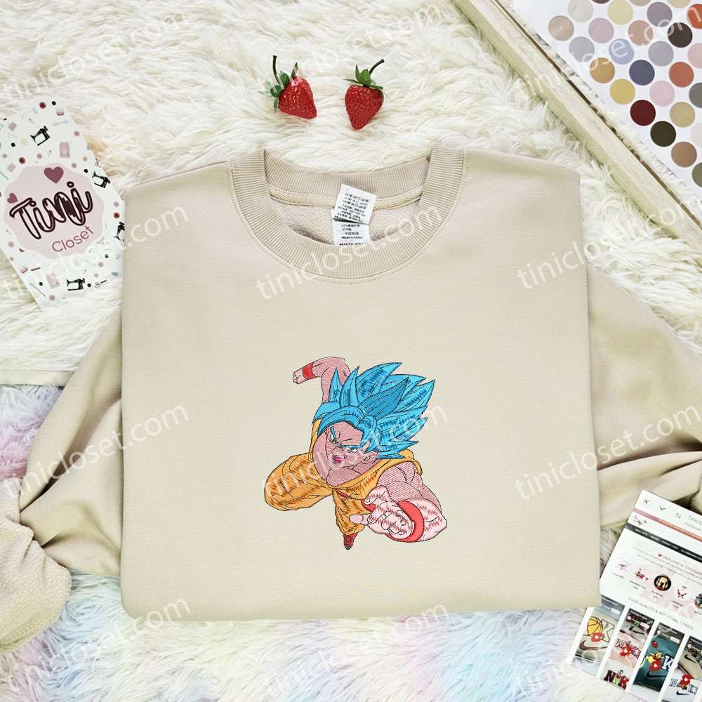 Goku Blue Hair Dragon Ball Anime Embroidered Shirt