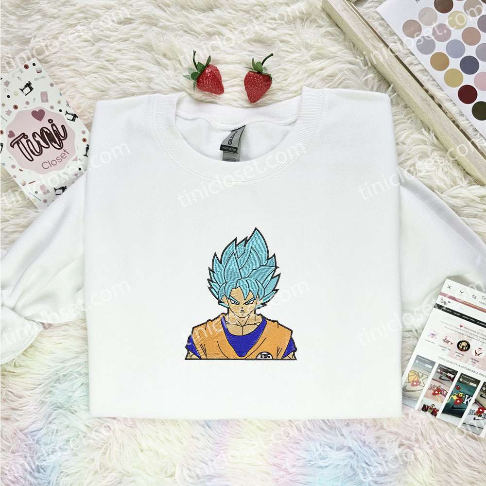 Goku Blue Hair Dragon Ball Anime Embroidered Shirt