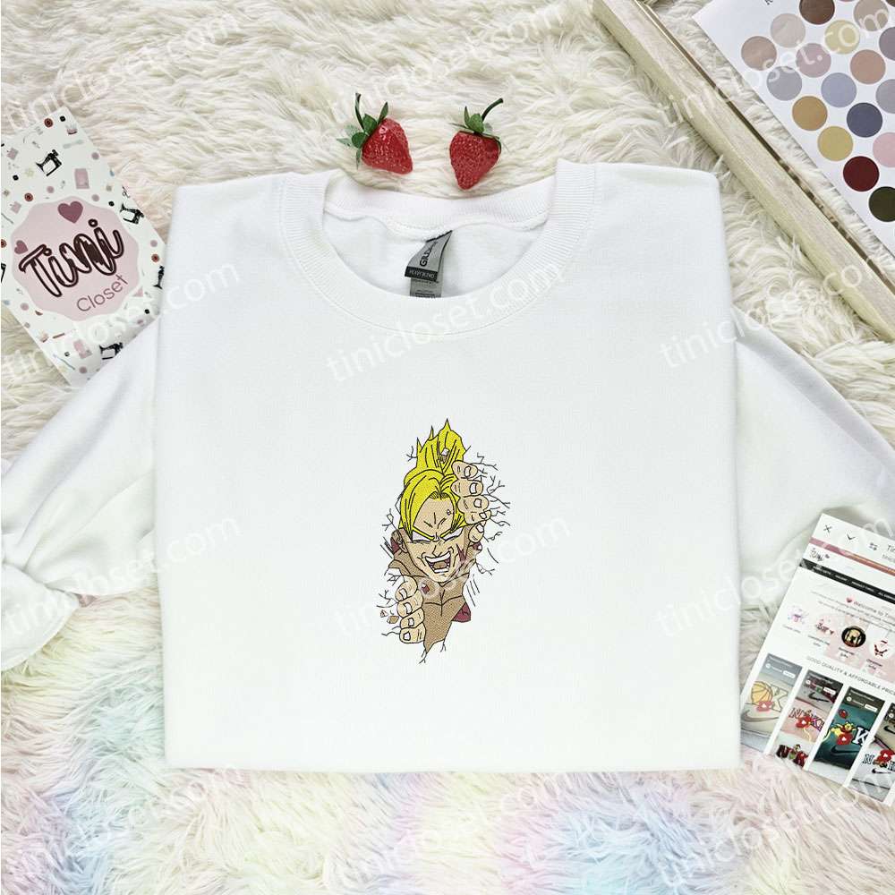 Goku Break Through Dragon Ball Anime Embroidered Shirt