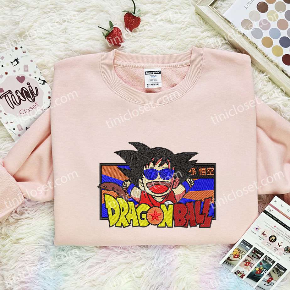 Goku Kid Embroidered Shirt, Dragon Ball Embroidered Hoodie, Anime Embroidered Sweatshirt