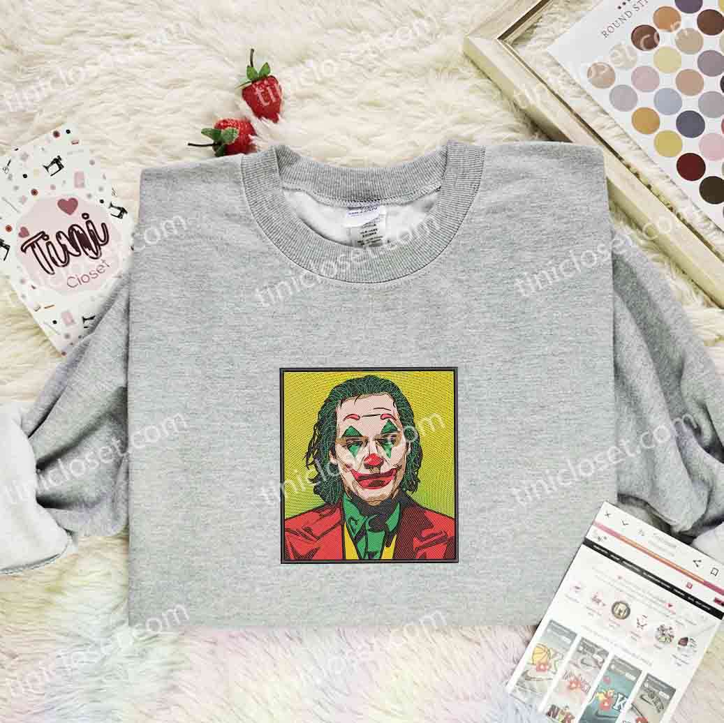 Joker Embroidered Shirt, Superhero Embroidered Hoodie, DC Movie Embroidered Sweatshirt