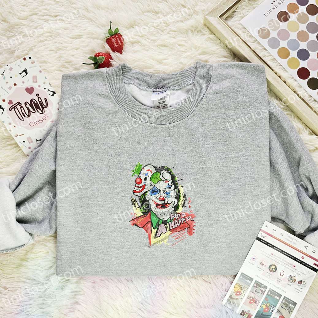 Joker Put On A Happy Face DC Movie Embroidered Shirt