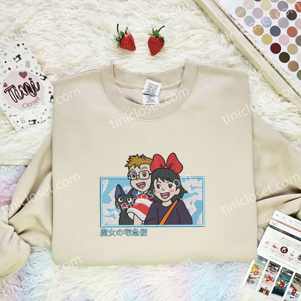 Kiki Tombo Jiji Kiki’s Delivery Service Ghibli Anime Embroidered Shirt